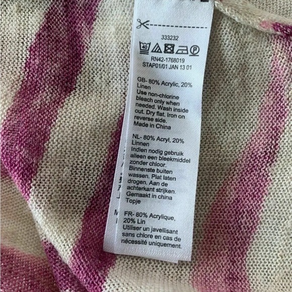 Monsoon Linen Blend Knit Top Pink And Beige Size Small - Picture 9 of 9